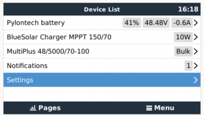 reglages victron pylontech